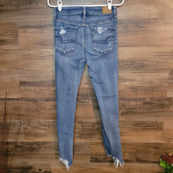 American Eagle Jeans 6 R Jegging Next Level Stretch Hi Rise Raw Hem - Picture 2 of 11